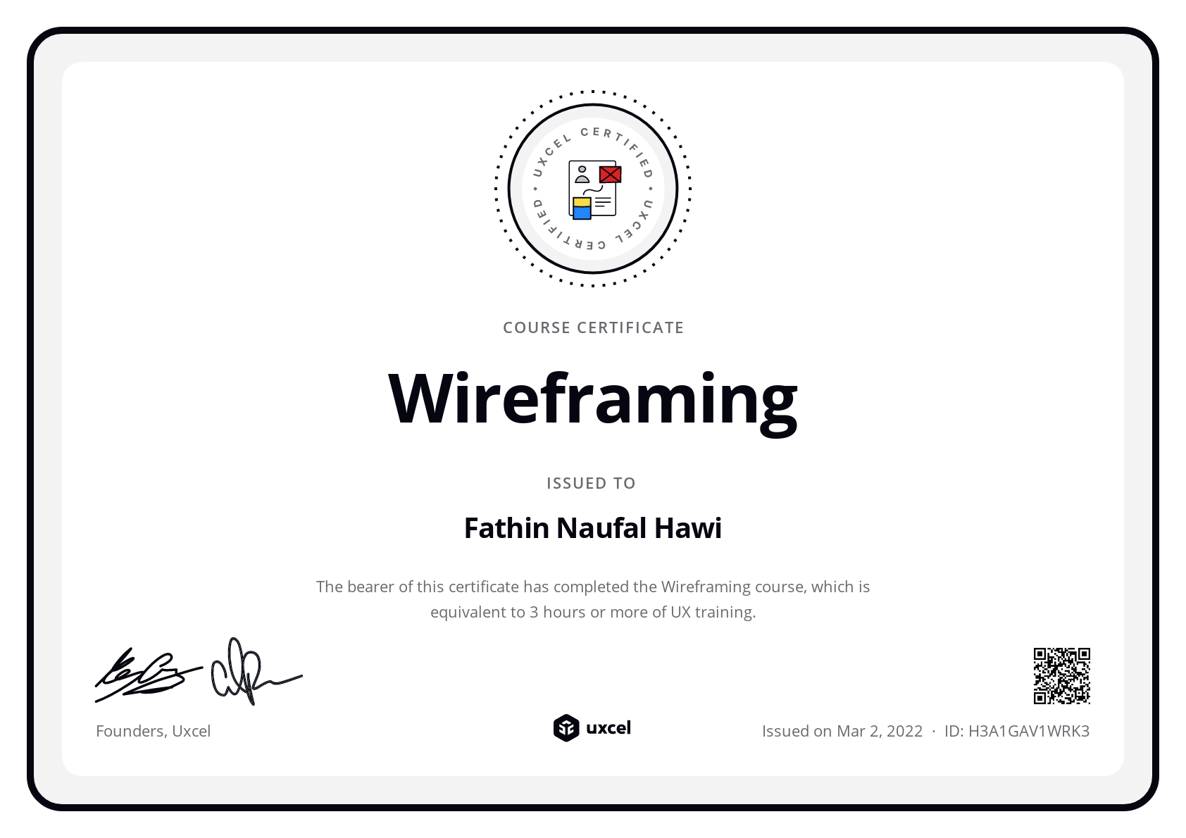 Fathin Naufal Hawi's certificate